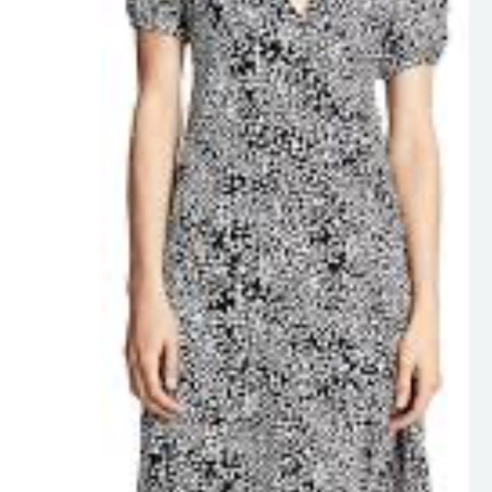 Free People Monochrome Floral Midi Dress